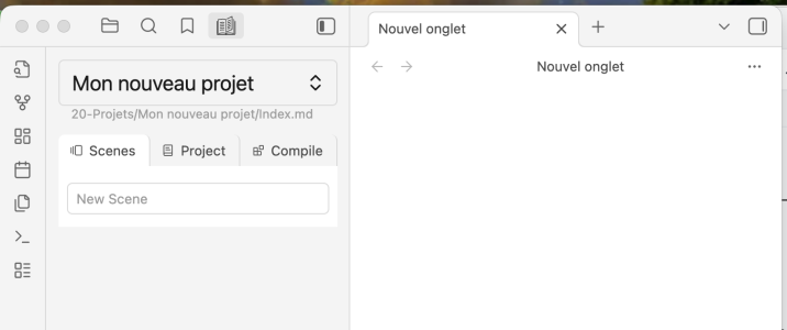 Fenêtre du projet Longform