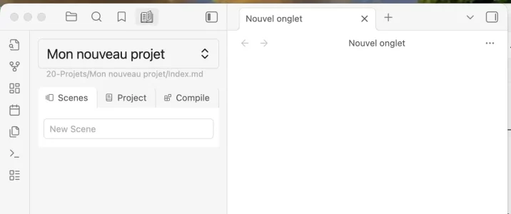 Fenêtre du projet Longform